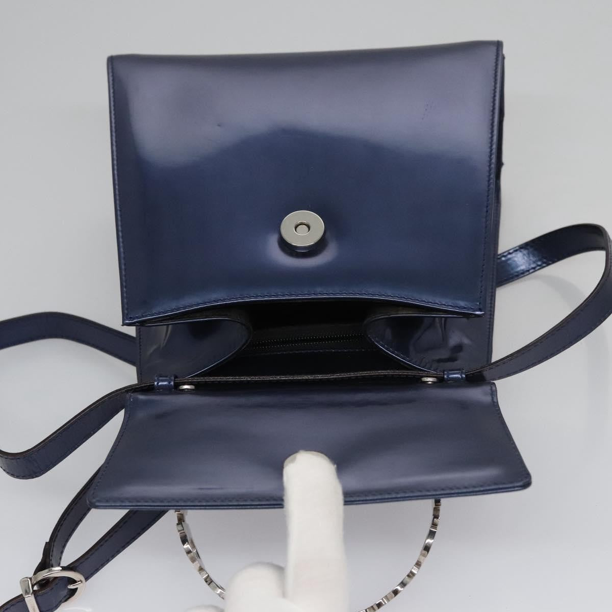Salvatore Ferragamo Gancini handbag Patent leather, BLUE, PATENT_LEATHER, Handbag