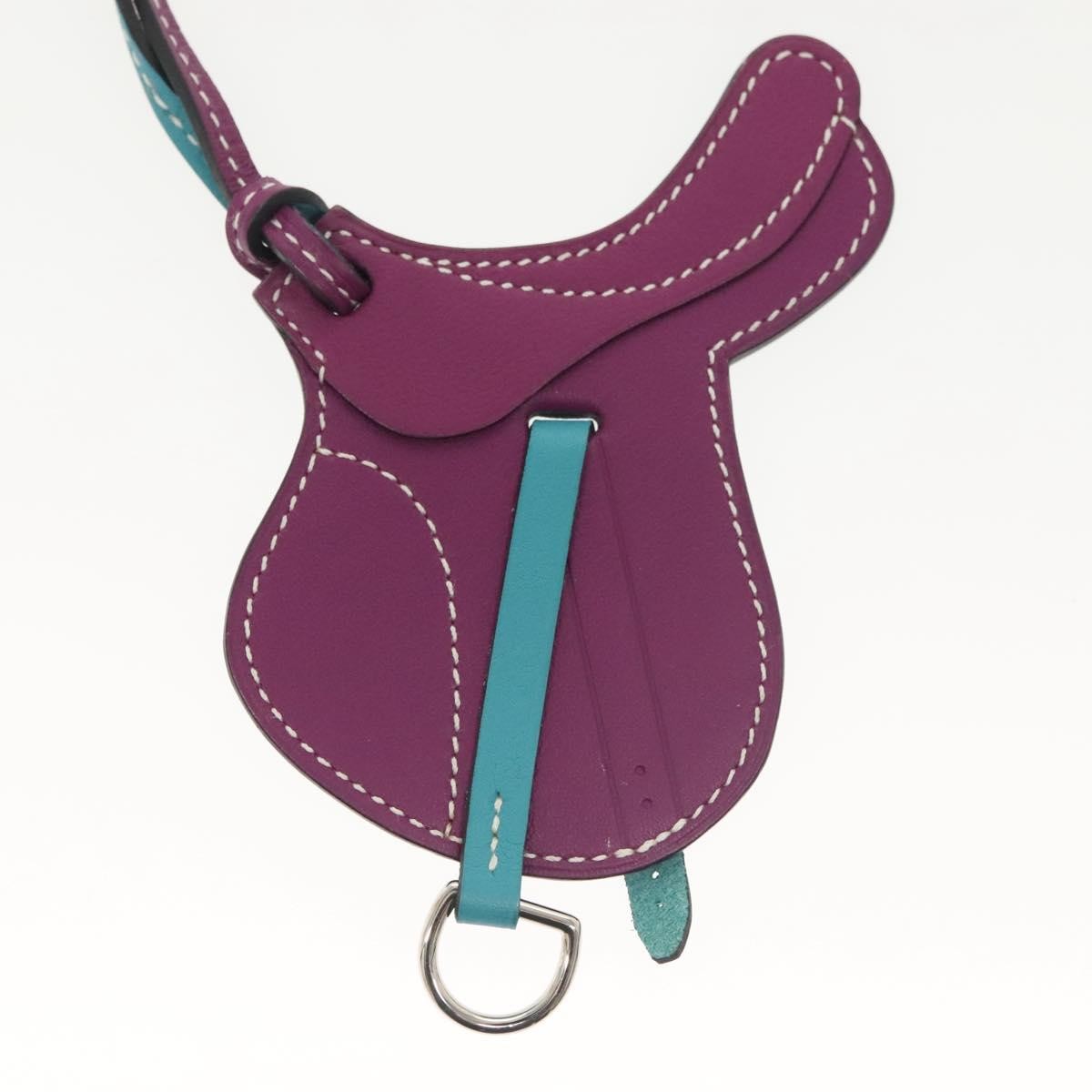 Hermes Paddock Selle Bag Charm Leather, PURPLE, LEATHER, Charms and Keychains