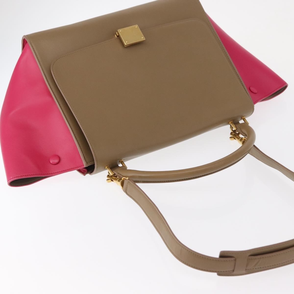 Celine Bicolor Trapeze Bag Leather, BEIGE, LEATHER, Handbag