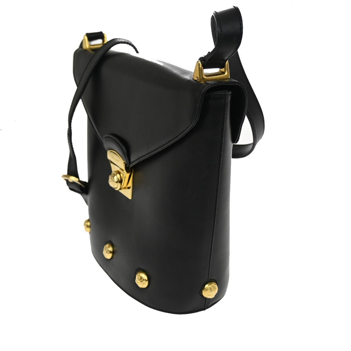 Salvatore Ferragamo Vintage Shoulder Bag Leather, BLACK, LEATHER, Shoulder bag