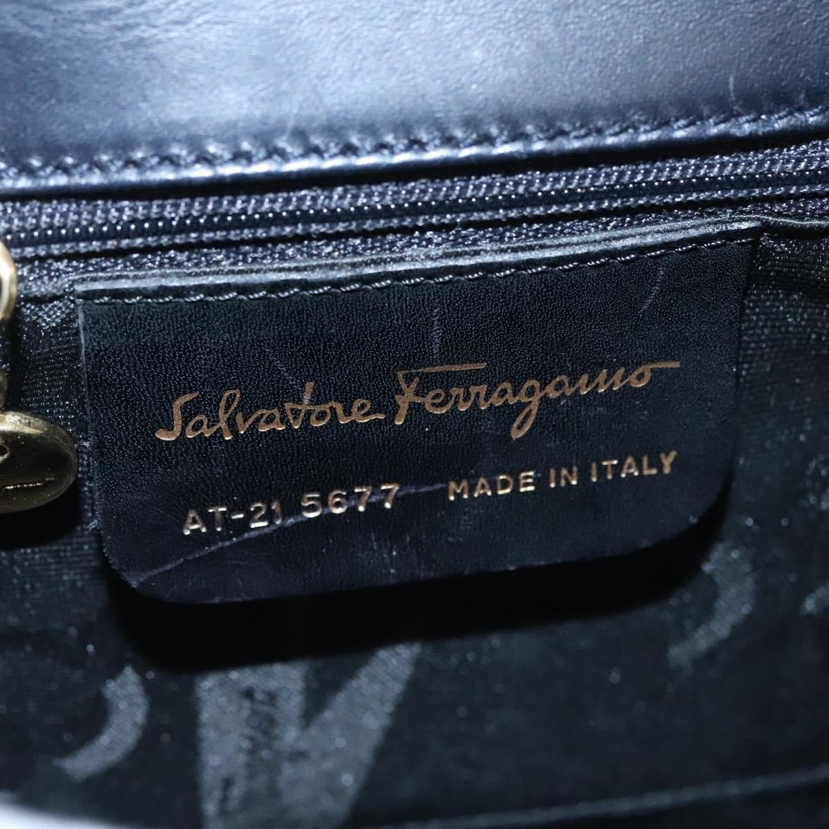 Salvatore Ferragamo Vintage Vara Bow Top Handle Bag Leather, NAVY, LEATHER, Handbag
