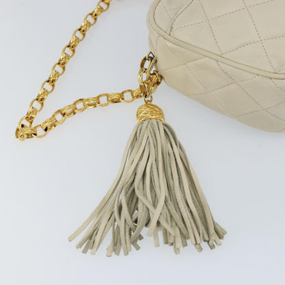 Chanel Vintage Front Pocket Camera Bag Quilted Lambskin, BEIGE, LEATHER, Shoulder bag