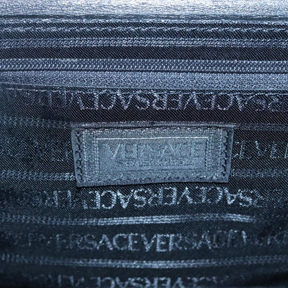 Versace Vintage Box Handle Bag Patent, BLACK, PATENT_LEATHER, Handbag