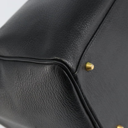 Burberry Vintage Boston Bag Leather, BLACK, LEATHER, Travel bag