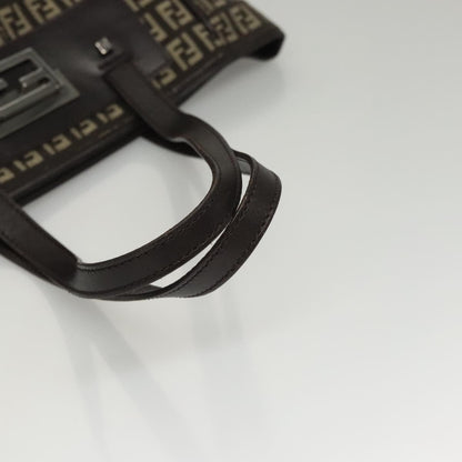 Fendi Vintage Flip Lock Tote Zucchino Canvas, BROWN, CANVAS, Tote bag