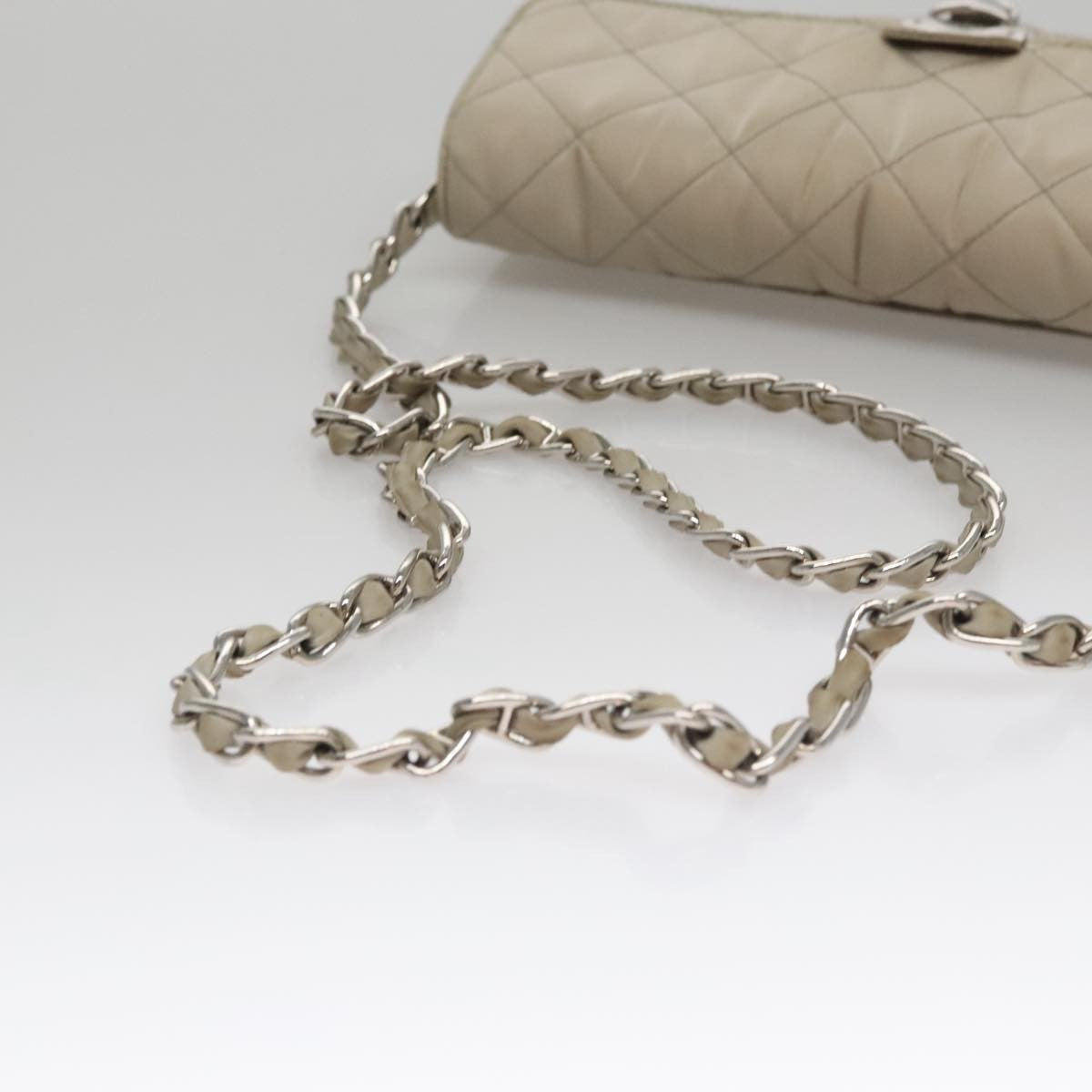 Prada Pushlock Chain Flap Bag Quilted Tessuto, BEIGE, NYLON, Shoulder bag