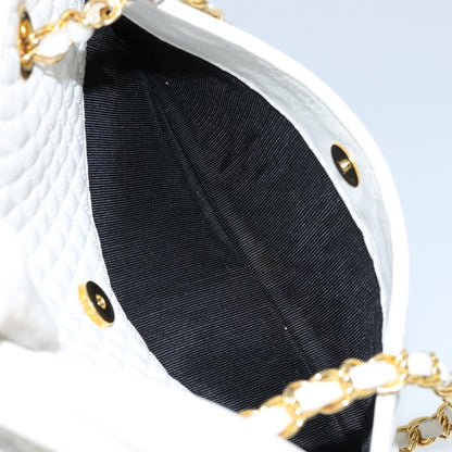 Bally Vintage Chain Shoulder Bag Quilted Leather, WHITE, LEATHER, Shoulder bag