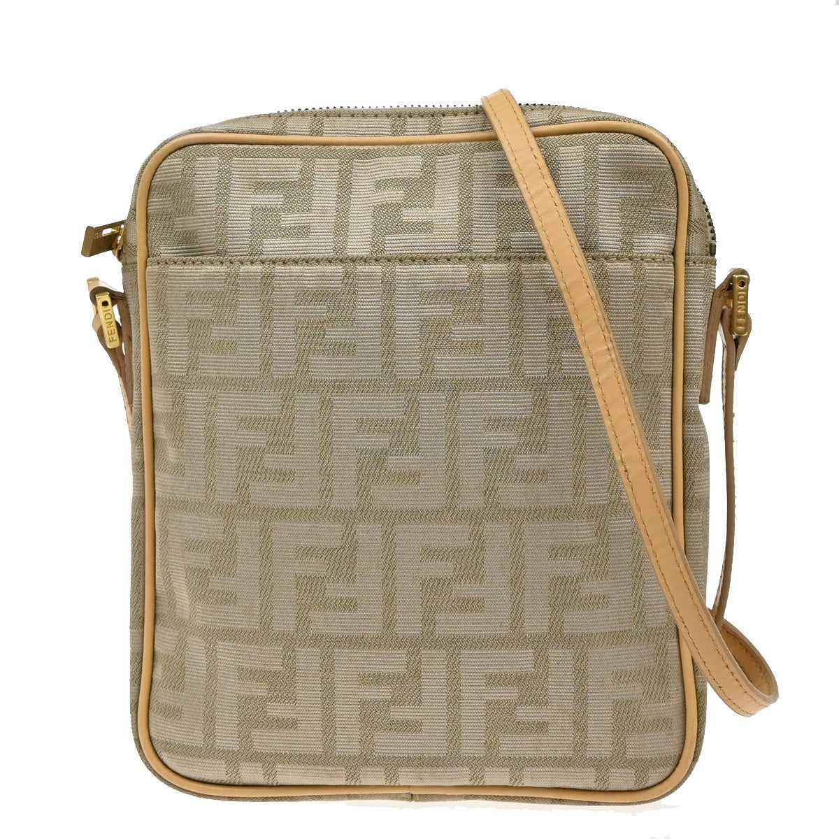 Fendi Logo Zucca Shoulder Bag Zucca, BEIGE, CANVAS, Shoulder bag