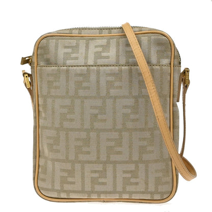 Fendi Logo Zucca Shoulder Bag Zucca, BEIGE, CANVAS, Shoulder bag