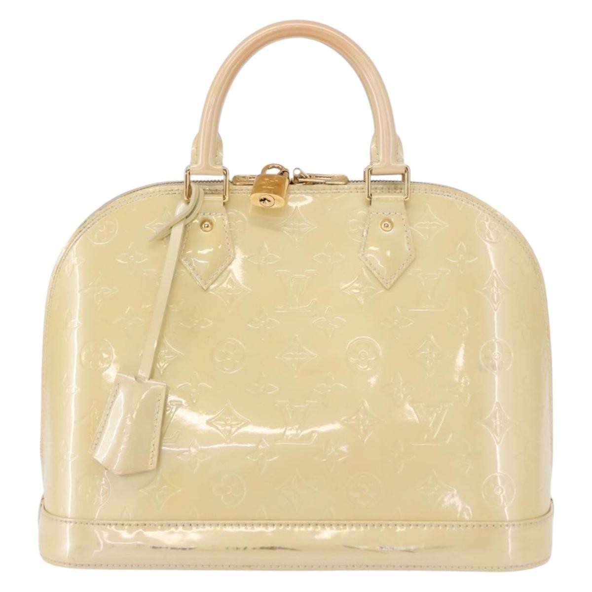 Louis Vuitton Alma Handbag Monogram Vernis, BEIGE, PATENT_LEATHER, Handbag