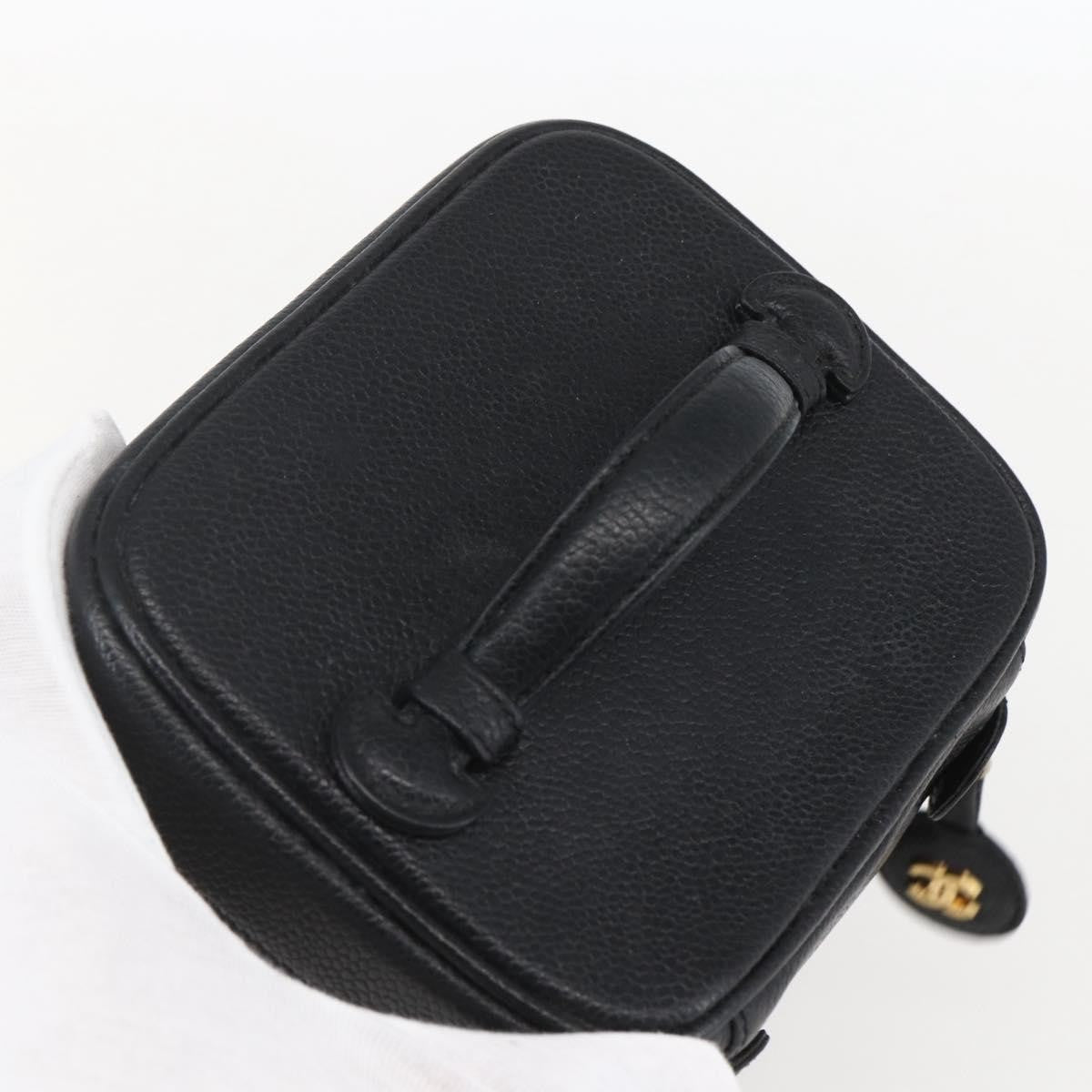 Chanel Vintage Timeless Cosmetic Case Caviar, BLACK, LEATHER, Clutche & pouche