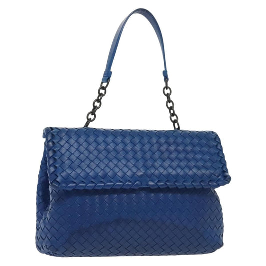Bottega Veneta Olimpia Shoulder Bag Intrecciato Nappa, BLUE, LEATHER, Shoulder bag
