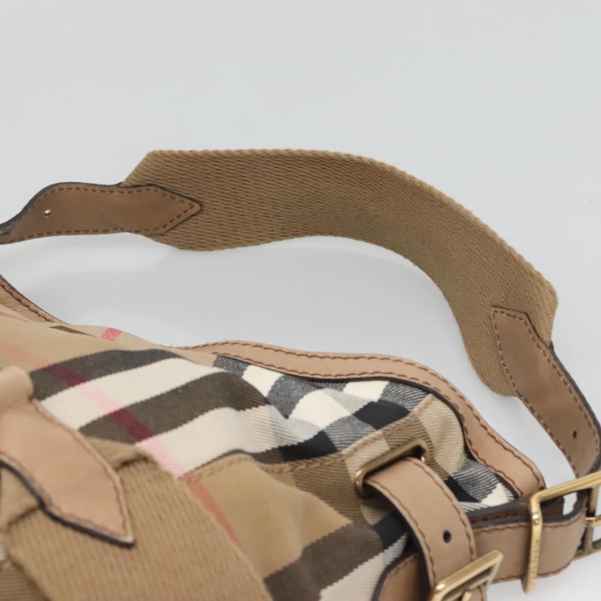 Burberry Parsons Hobo House Check Canvas and Leather, BEIGE, CANVAS, Shoulder bag