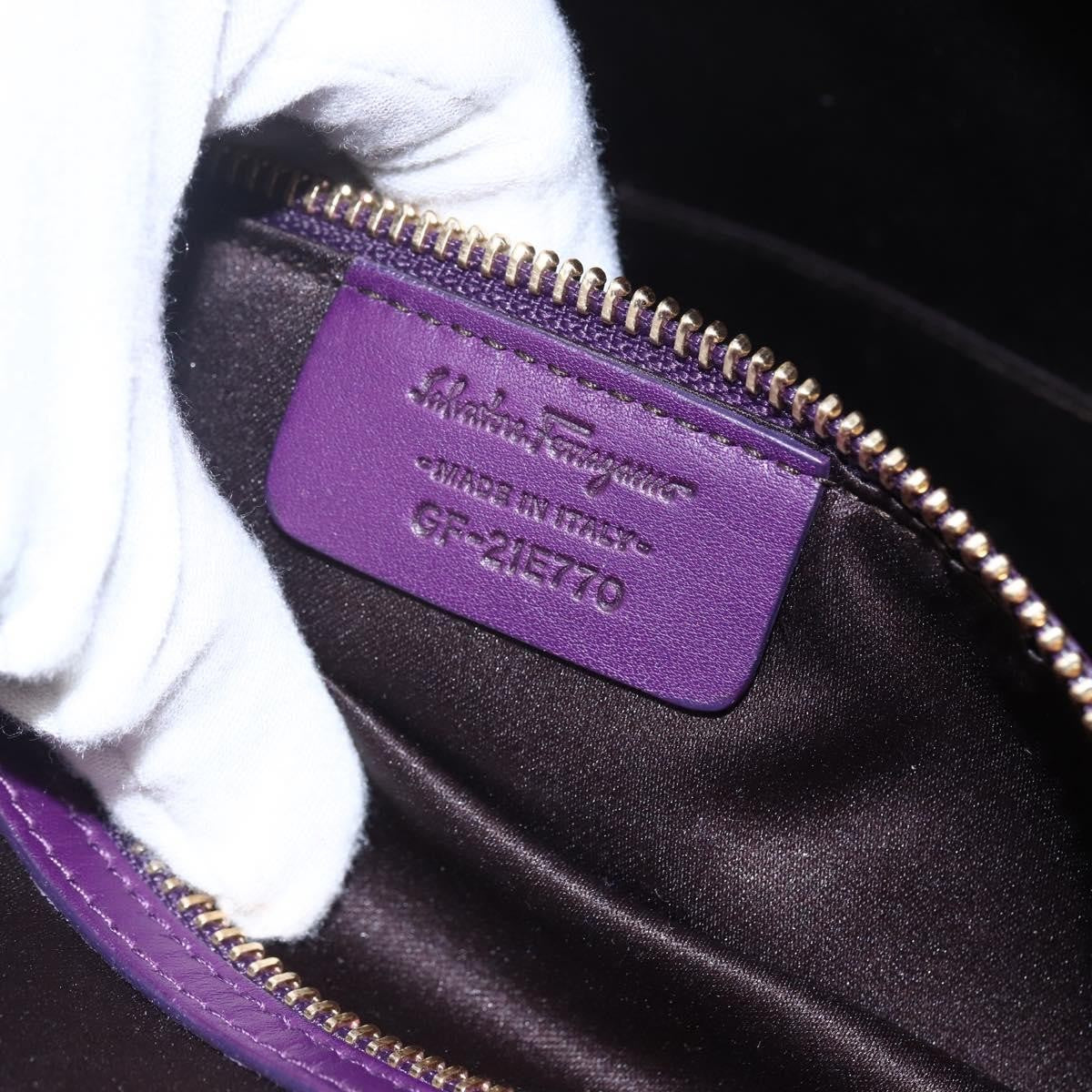 Salvatore Ferragamo Vintage Fiamma Satchel Leather, PURPLE, LEATHER, Handbag