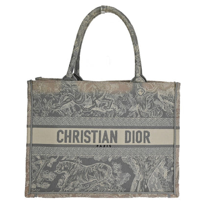 Christian Dior Book Tote Embroidered Canvas, Gray, Canvas, Tote Bag