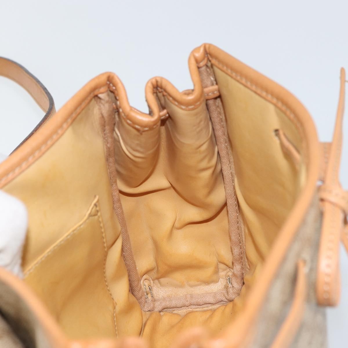 Celine Vintage Macadam Shoulder Bag Canvas and Leather, BEIGE, CANVAS, Shoulder bag