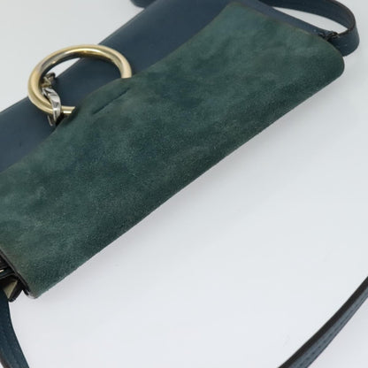 Chloe Faye Shoulder Bag Leather and Suede, TURQUOISE, SUEDE, Shoulder bag