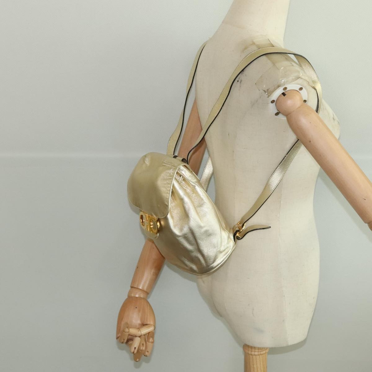 Salvatore Ferragamo Gancini Backpack Leather, GOLD, LEATHER, Backpack