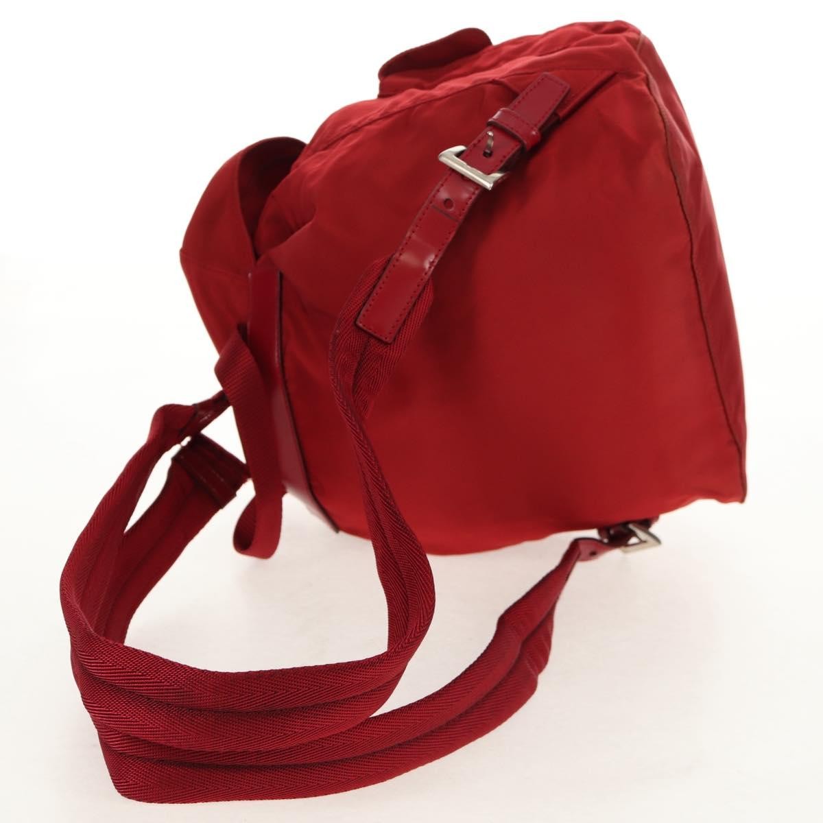 Prada Vela Double Front Pocket Backpack Tessuto with Saffiano Leather, RED, NYLON, Backpack