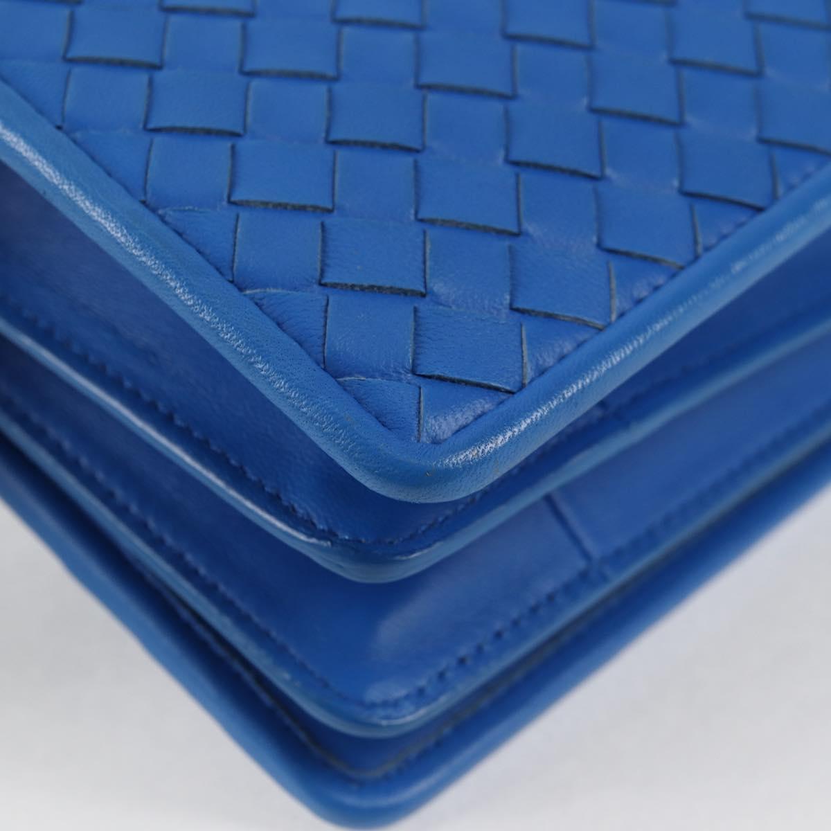 Bottega Veneta Vintage Double Compartment Flap Bag Intrecciato Nappa, BLUE, LEATHER, Shoulder bag