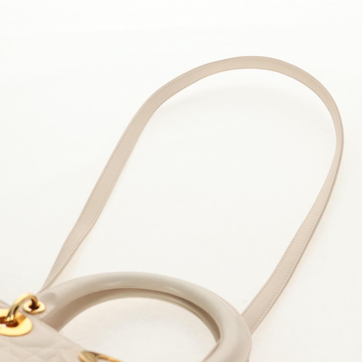 Christian Dior Vintage Lady Dior Bag Cannage, WHITE, LEATHER, Handbag