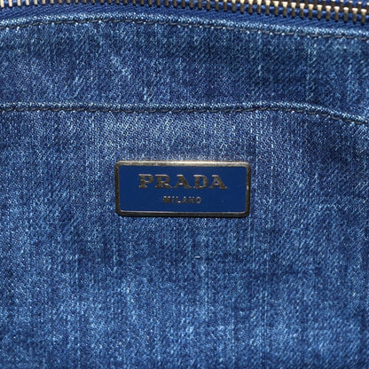 Prada Canapa Open Tote Denim, BLUE, DENIM_JEANS, Tote bag