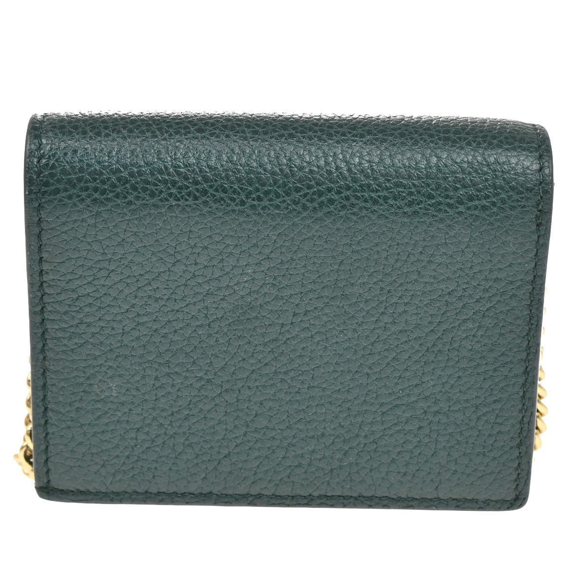 Gucci Zumi Chain Card Case Leather, GREEN, LEATHER, Wallets