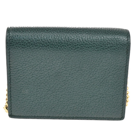 Gucci Zumi Chain Card Case Leather, GREEN, LEATHER, Wallets