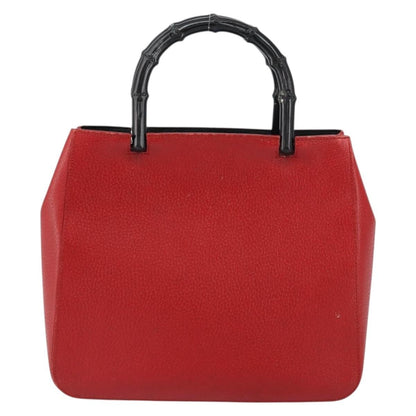 Gucci Vintage Bamboo Handle Bag Leather, RED, LEATHER, Handbag
