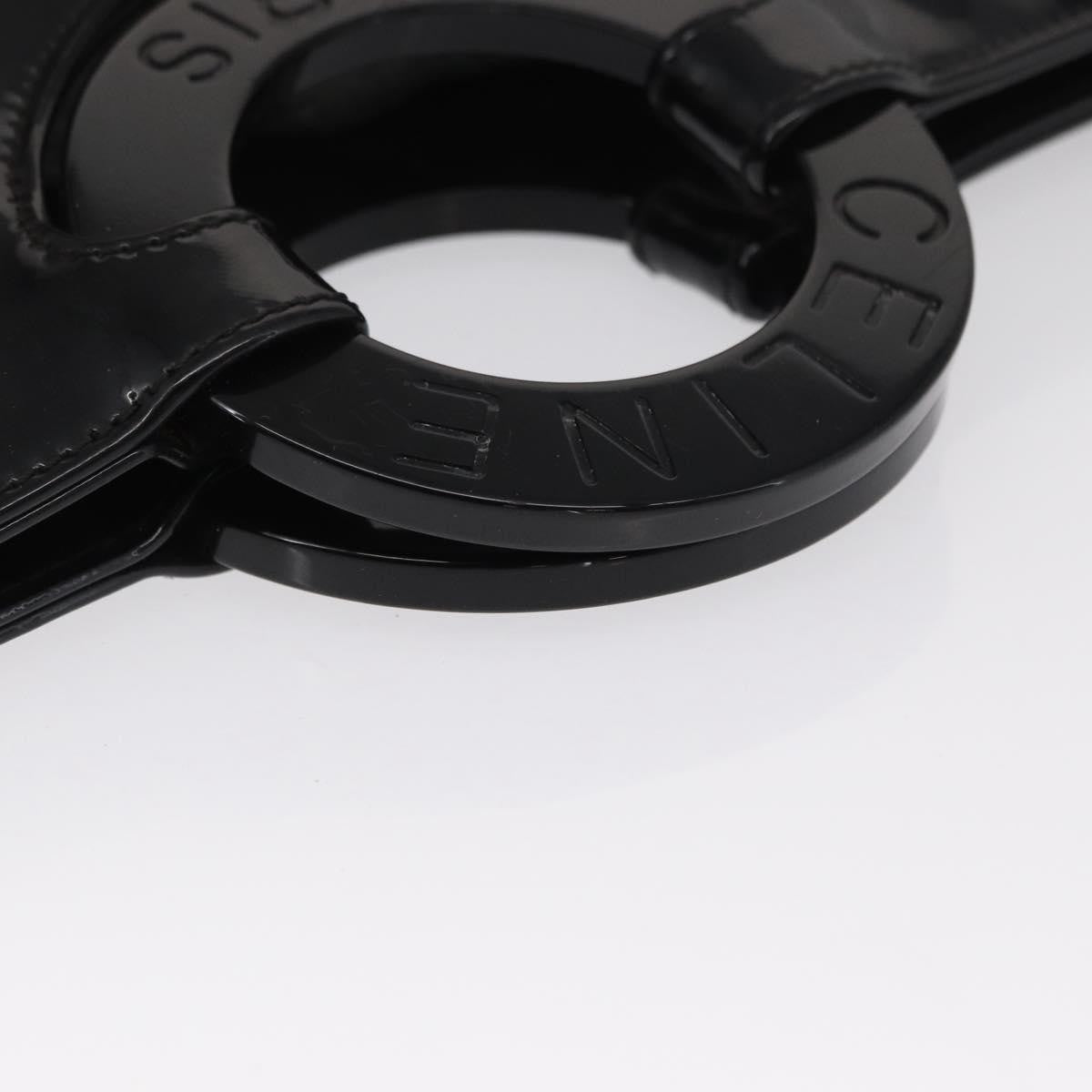 Celine Circle Logo Handbag Patent Leather, BLACK, PATENT_LEATHER, Handbag