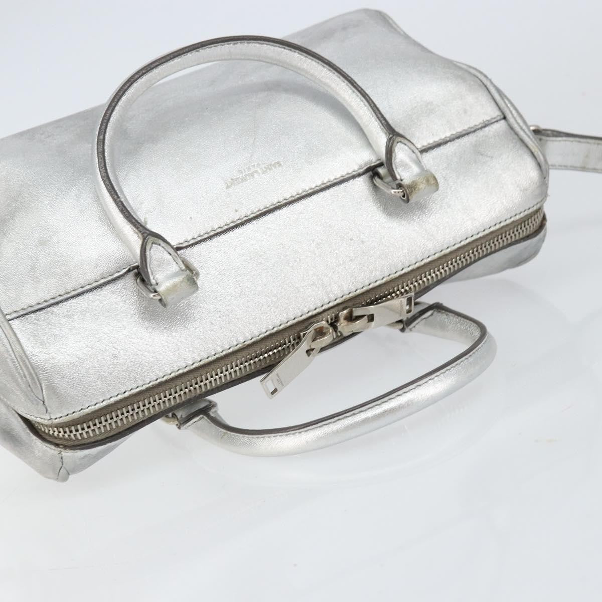 Saint Laurent Classic Duffle Bag Leather, SILVER, LEATHER, Handbag