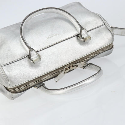 Saint Laurent Classic Duffle Bag Leather, SILVER, LEATHER, Handbag