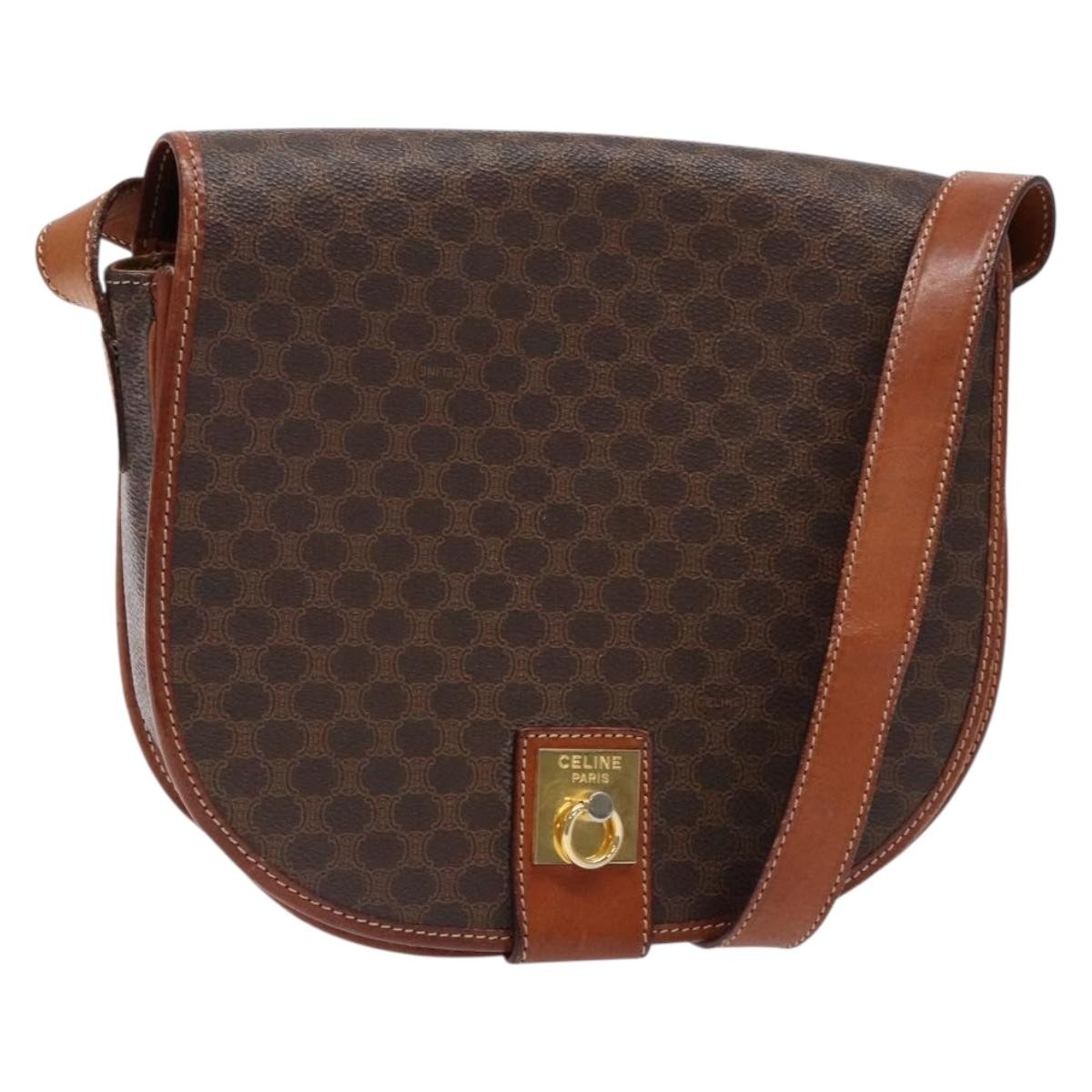 Celine Macadam Shoulder Bag PVC Leather, BROWN, CANVAS, Shoulder bag