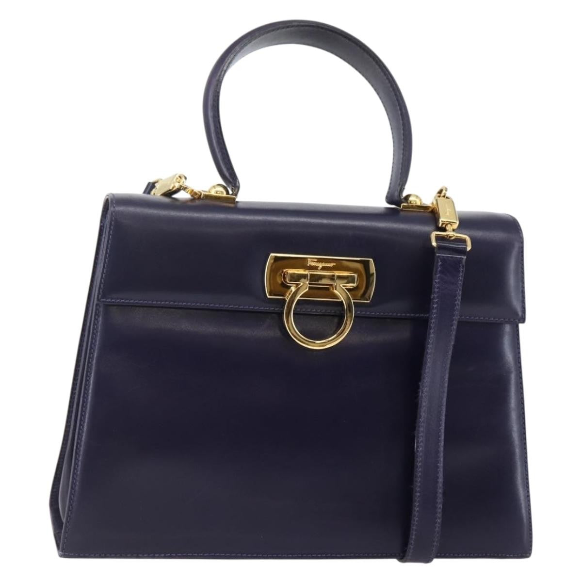 Salvatore Ferragamo Gancini Convertible Top Handle Bag Leather, PURPLE, LEATHER, Handbag