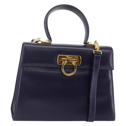 Salvatore Ferragamo Gancini Convertible Top Handle Bag Leather, PURPLE, LEATHER, Handbag