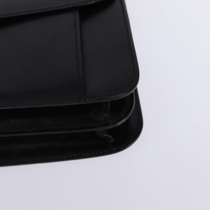 Celine Flap Shoulder Bag Leather, BLACK, LEATHER, Shoulder bag