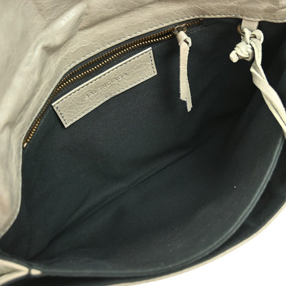 Balenciaga Classic Studs Envelope Clutch Leather, GRAY, LEATHER, Clutche & pouche