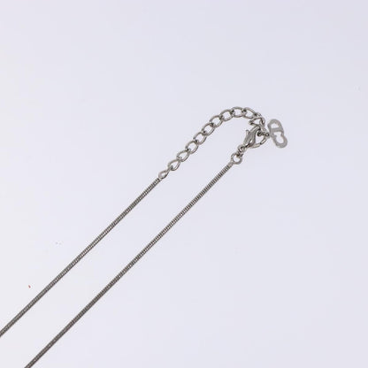 Christian Dior D logo Pendant Necklace Metal, SILVER, METAL, Necklace