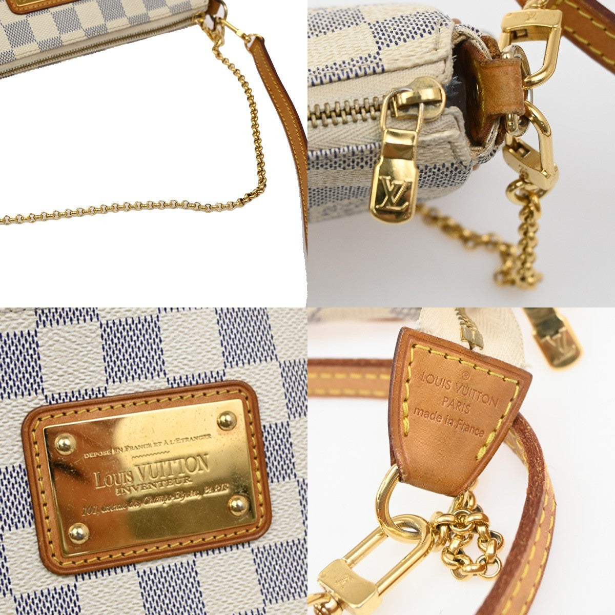 Louis Vuitton Eva Handbag Damier, WHITE, CANVAS, Shoulder bag