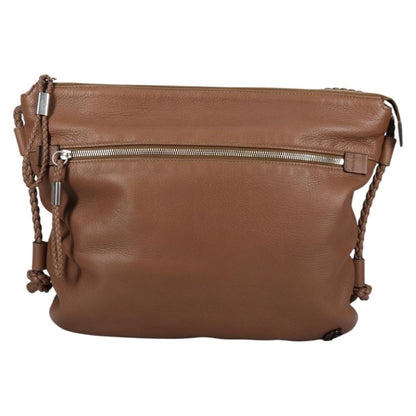 Gucci Braided Strap Zip Messenger Leather, BROWN, LEATHER, Shoulder bag