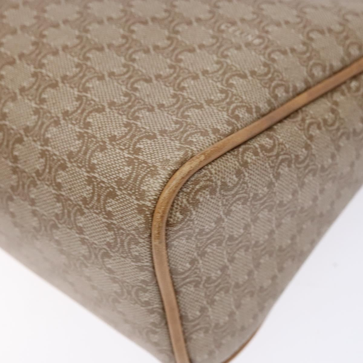 Celine Vintage Macadam Shoulder Bag Canvas and Leather, BEIGE, CANVAS, Shoulder bag