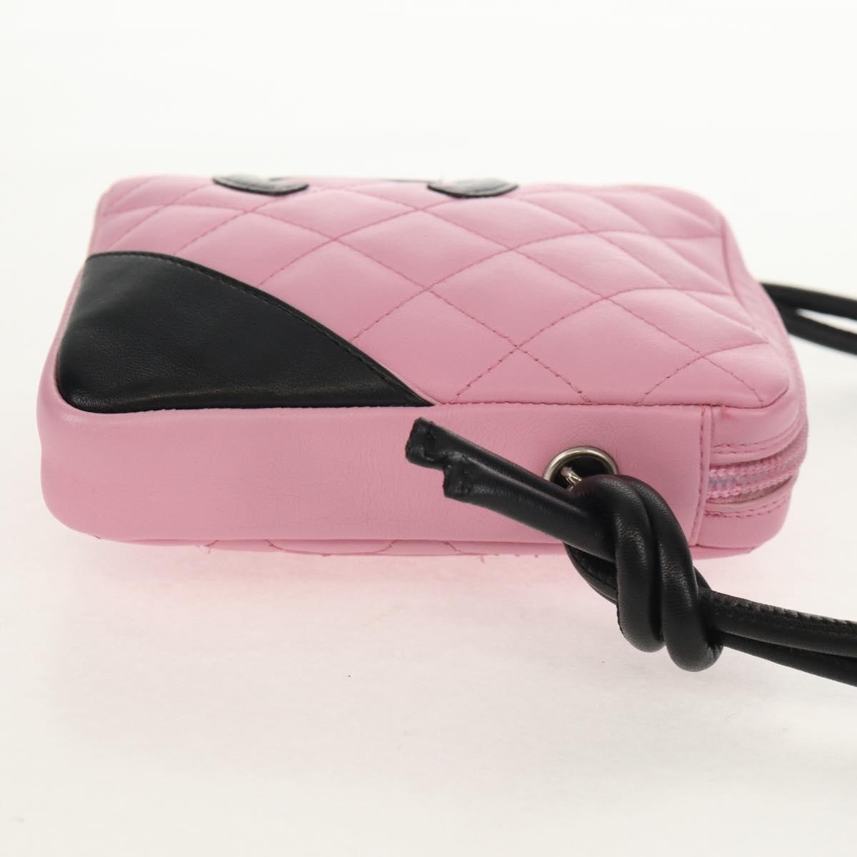 Chanel Cambon Zip Pouch Quilted Leather, PINK, LEATHER, Clutche & pouche