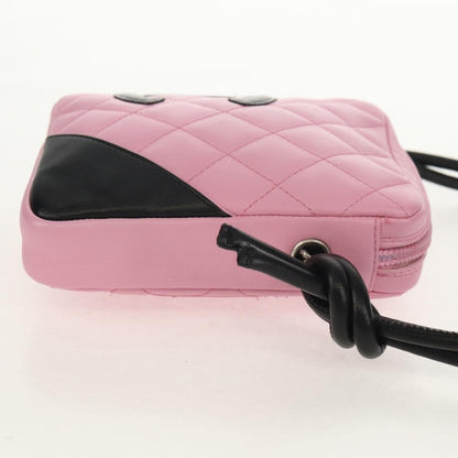 Chanel Cambon Zip Pouch Quilted Leather, PINK, LEATHER, Clutche & pouche