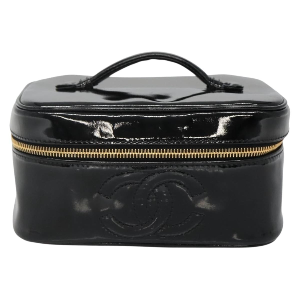 Chanel Vanity pouch Leather, BLACK, PATENT_LEATHER, Toiletry Case
