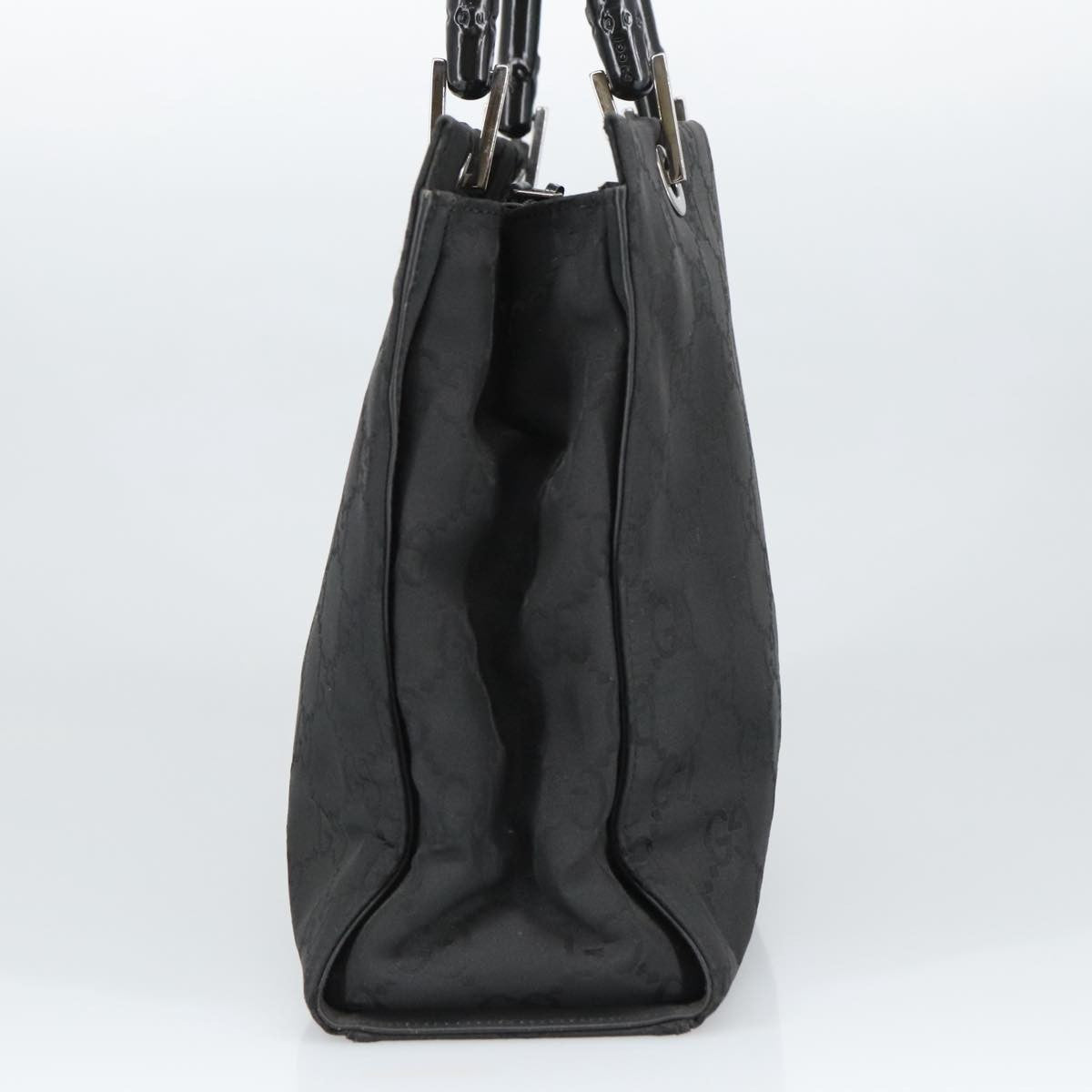 Gucci Vintage Bamboo Handle Tote GG Nylon, Black, Nylon, Tote Bag