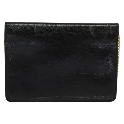 Christian Dior Vintage Chain Flap Shoulder Bag Leather, BLACK, LEATHER, Shoulder bag