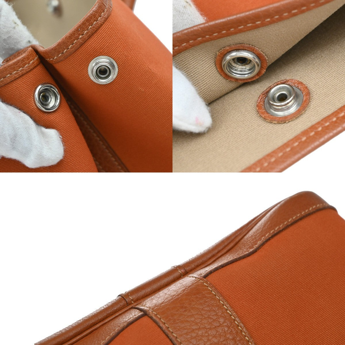 Hermes Garden Party Tote Canvas and Leather, ORANGE, CANVAS, Tote bag