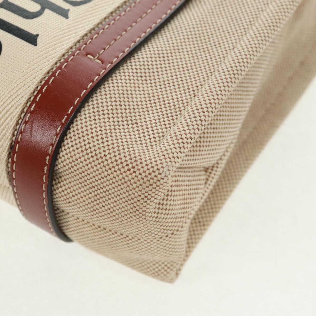 Chloe Woody Convertible Tote Canvas with Leather, BEIGE, CANVAS, Tote bag