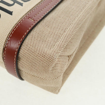 Chloe Woody Convertible Tote Canvas with Leather, BEIGE, CANVAS, Tote bag