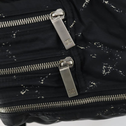 Chanel Travel Line Boston Bag Printed Nylon, BLACK, NYLON, Handbag